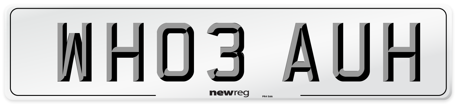 WH03 AUH Number Plate from New Reg